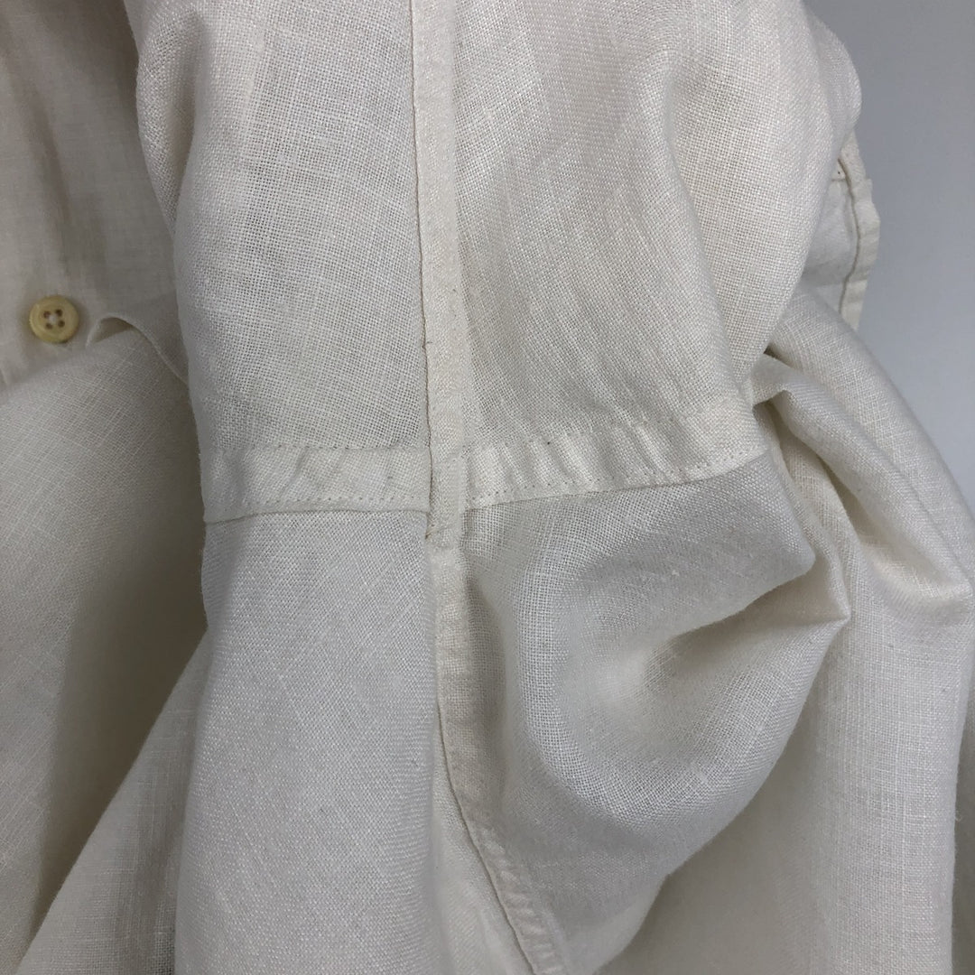 Vintage 90'S J.Crew long-sleeved linen shirt, men's size XL linen white type Vintage Second Hand