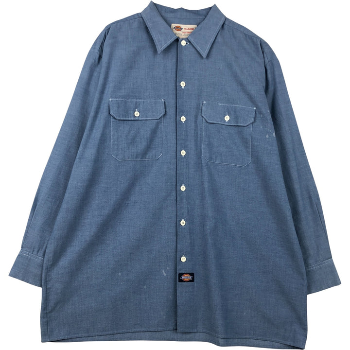 Dickies Long Sleeve Work Shirt, Men's XL Size cotton Blue type light blue Vintage Second Hand