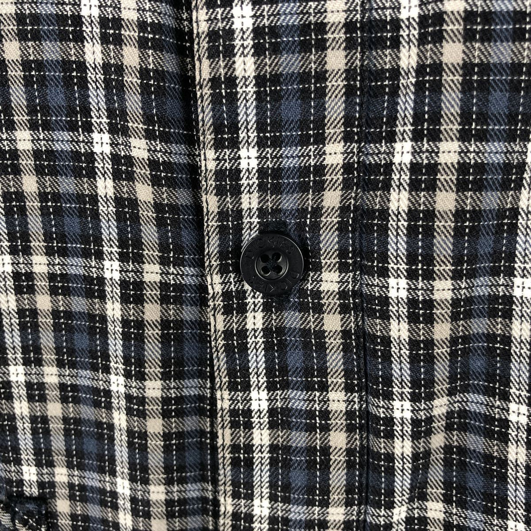 Dickies Check Pattern Long Sleeve Work Shirt, Men's Size L cotton Navy blue Vintage Second Hand