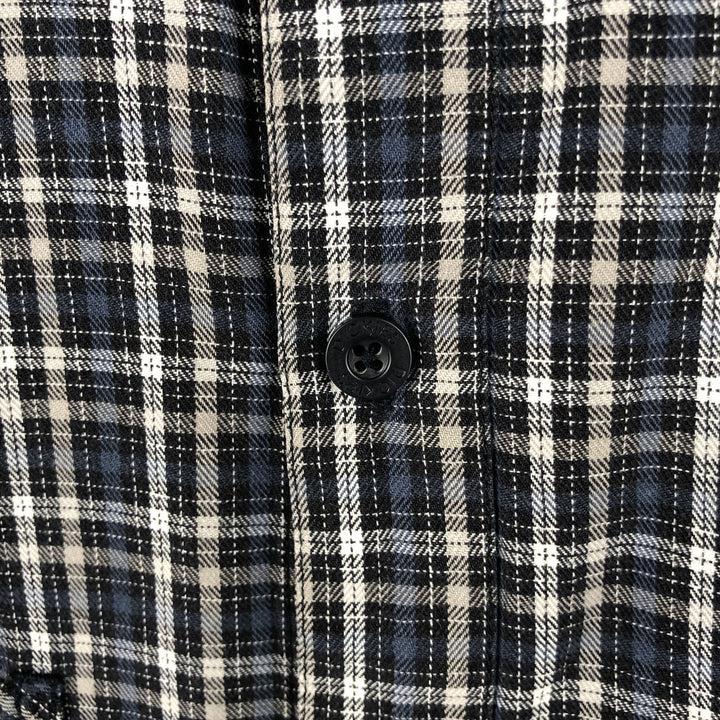 Dickies Check Pattern Long Sleeve Work Shirt, Men's Size L cotton Navy blue Vintage Second Hand