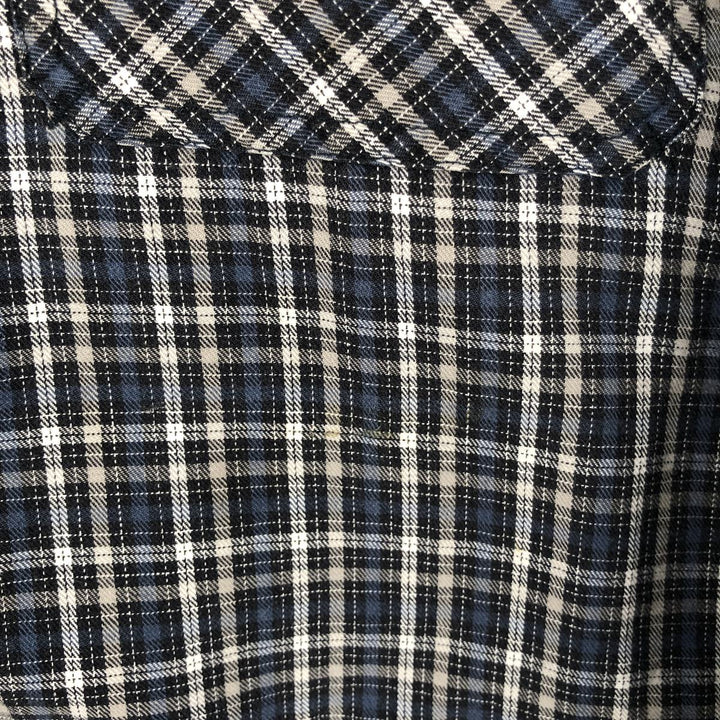 Dickies Check Pattern Long Sleeve Work Shirt, Men's Size L cotton Navy blue Vintage Second Hand