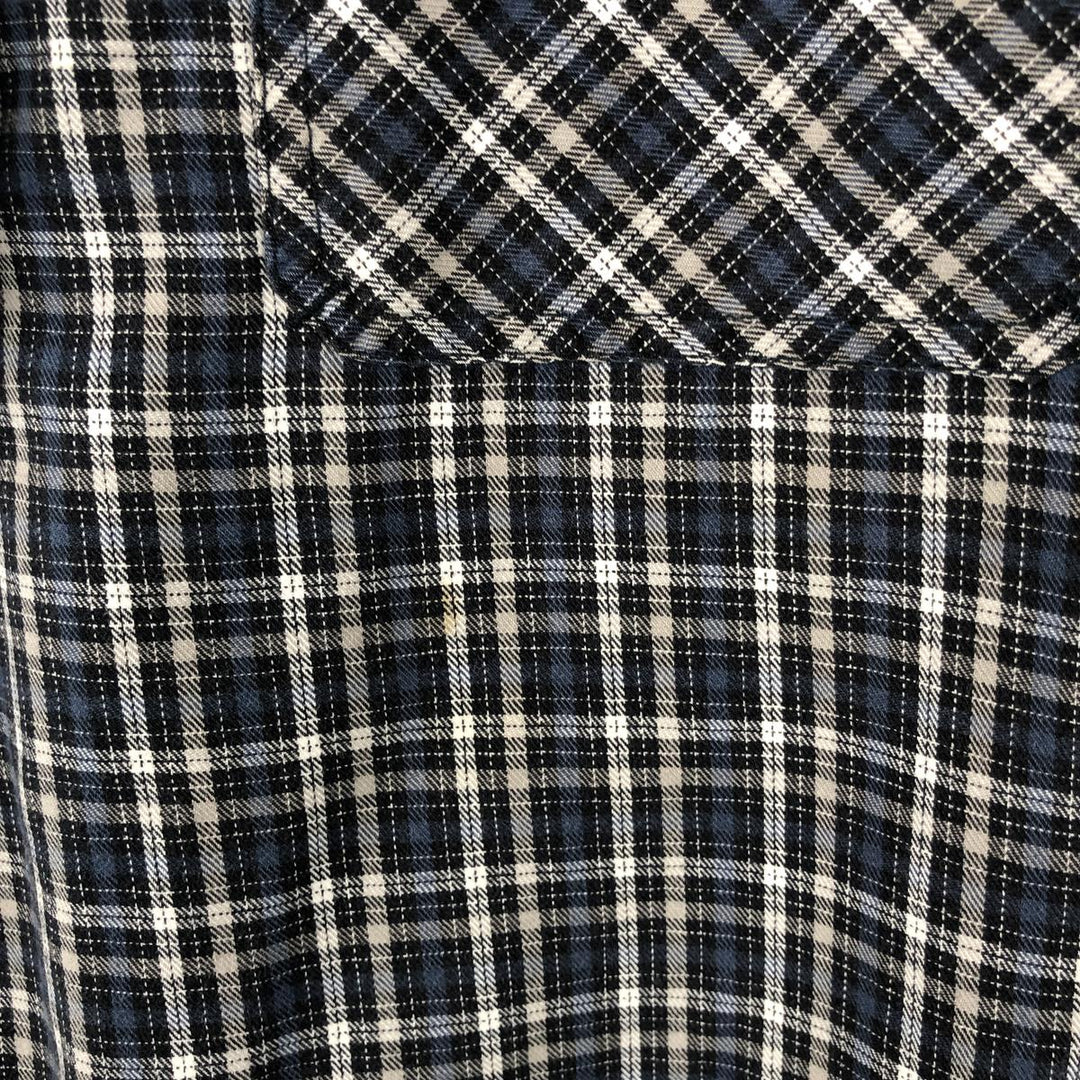 Dickies Check Pattern Long Sleeve Work Shirt, Men's Size L cotton Navy blue Vintage Second Hand