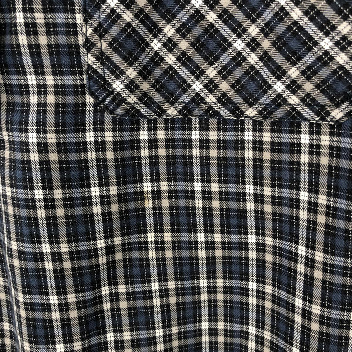 Dickies Check Pattern Long Sleeve Work Shirt, Men's Size L cotton Navy blue Vintage Second Hand