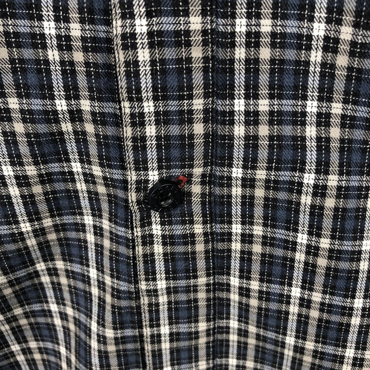 Dickies Check Pattern Long Sleeve Work Shirt, Men's Size L cotton Navy blue Vintage Second Hand
