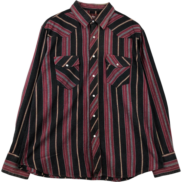 Wrangler Western Shirts, Multi-Stripe, Long Sleeve, Men's, Size XL cotton red type Vintage Second Hand
