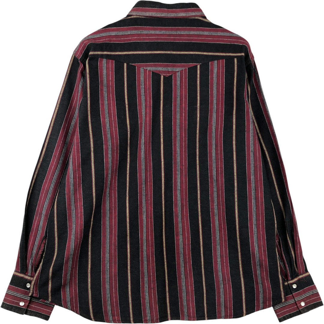 Wrangler Western Shirts, Multi-Stripe, Long Sleeve, Men's, Size XL cotton red type Vintage Second Hand