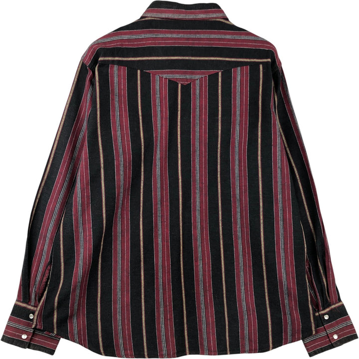 Wrangler Western Shirts, Multi-Stripe, Long Sleeve, Men's, Size XL cotton red type Vintage Second Hand
