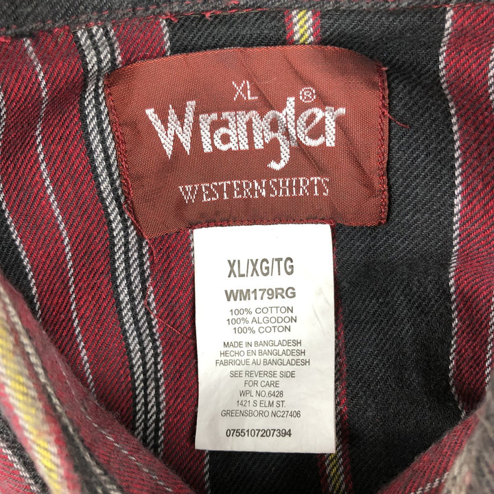 Wrangler Western Shirts, Multi-Stripe, Long Sleeve, Men's, Size XL cotton red type Vintage Second Hand