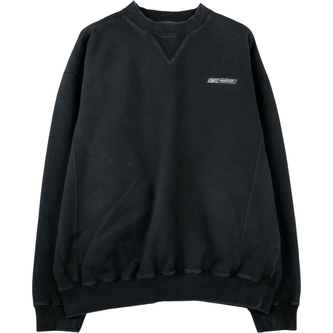 Reebok Mock Neck Logo Sweatshirt, Men's XL cotton black type Vintage Second Hand
