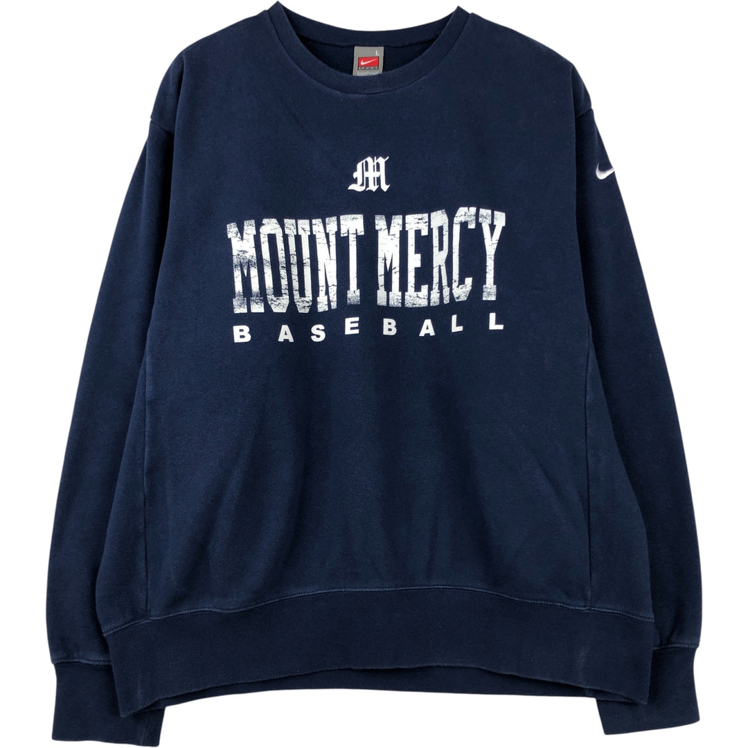 00'S Nike NIKE TEAM College Sweatshirt Trainer Men's L size cotton navy blue type Vintage Second Hand