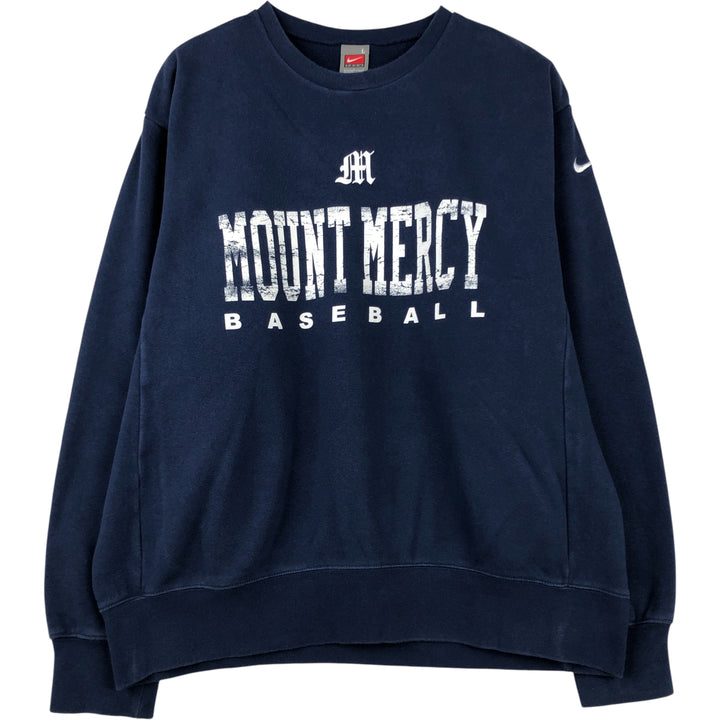 00'S Nike NIKE TEAM College Sweatshirt Trainer Men's L size cotton navy blue type Vintage Second Hand