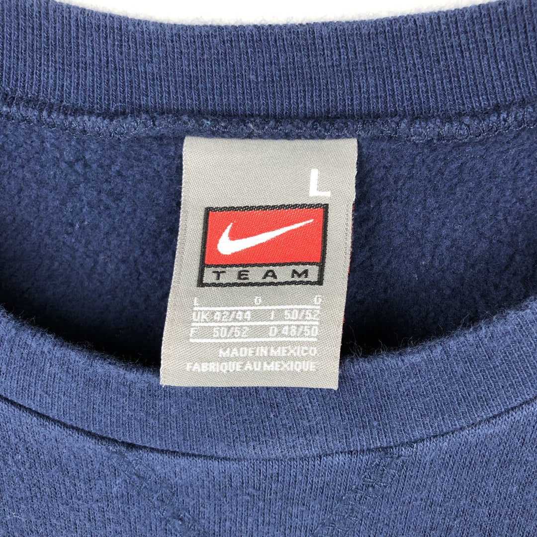 00'S Nike NIKE TEAM College Sweatshirt Trainer Men's L size cotton navy blue type Vintage Second Hand