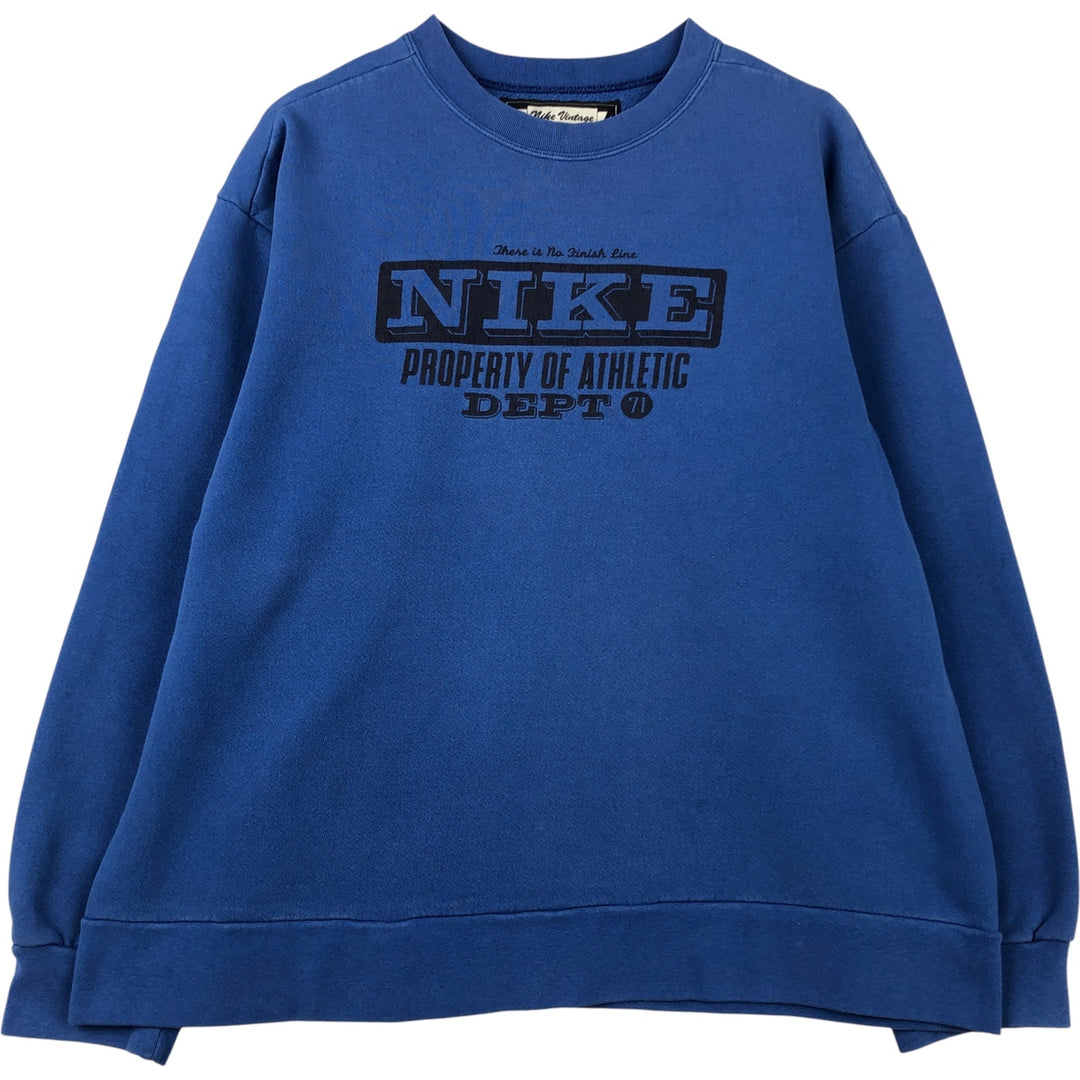Nike logo sweatshirt, USA made, men's size L cotton blue type Vintage Second Hand