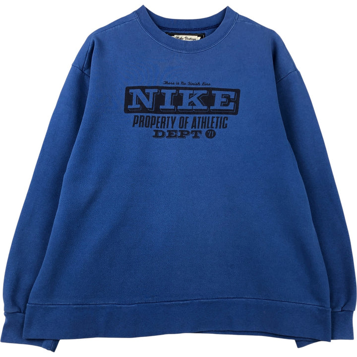 Nike logo sweatshirt, USA made, men's size L cotton blue type Vintage Second Hand