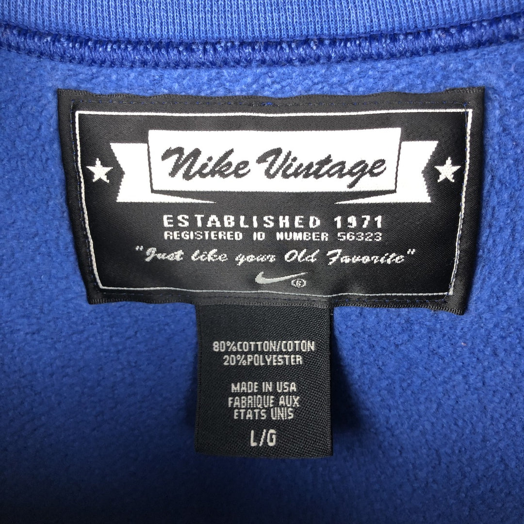 Nike logo sweatshirt, USA made, men's size L cotton blue type Vintage Second Hand