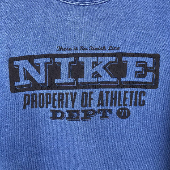 Nike logo sweatshirt, USA made, men's size L cotton blue type Vintage Second Hand