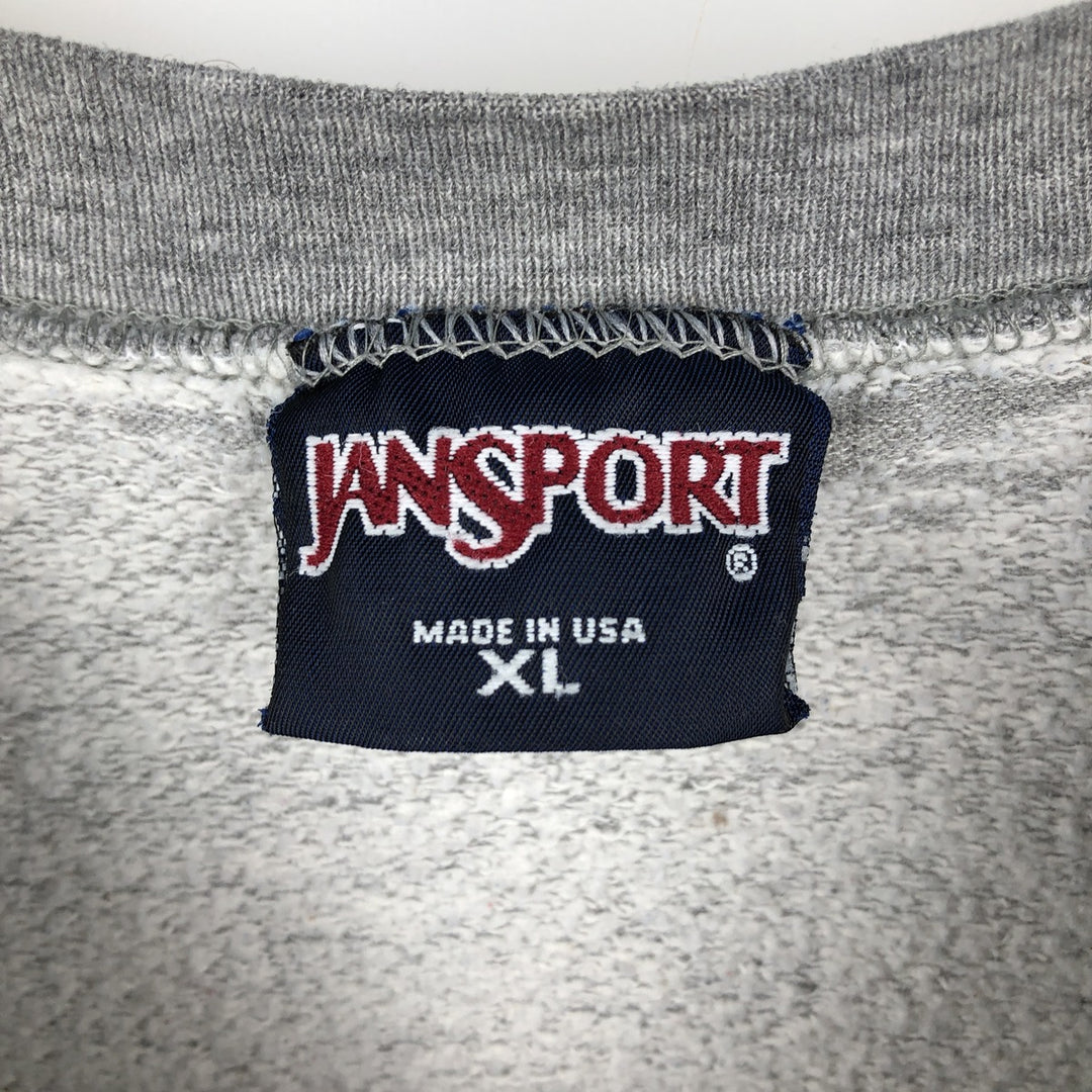 90'S Jansport college sweatshirt, Made in USA, Men's XL cotton gray type Vintage Second Hand
