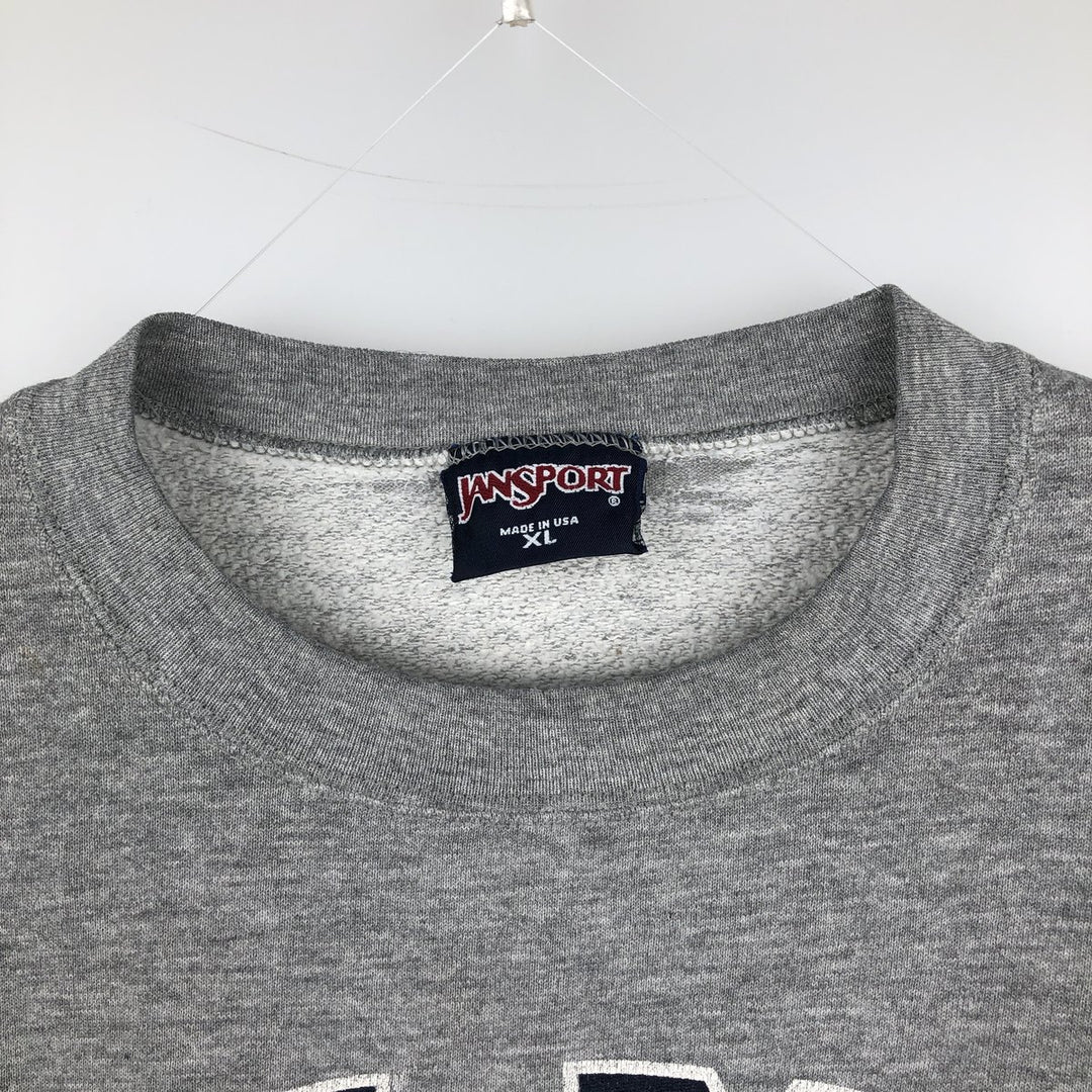 90'S Jansport college sweatshirt, Made in USA, Men's XL cotton gray type Vintage Second Hand