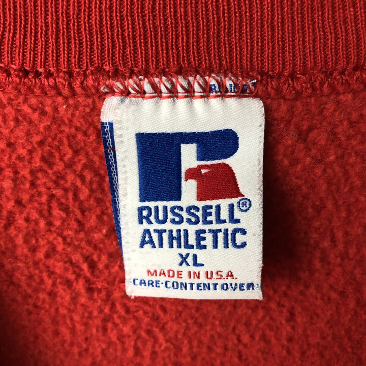 90'S Russell College Sweatshirt, Made in USA, Men's XL, Vintage cotton red type Vintage Second Hand