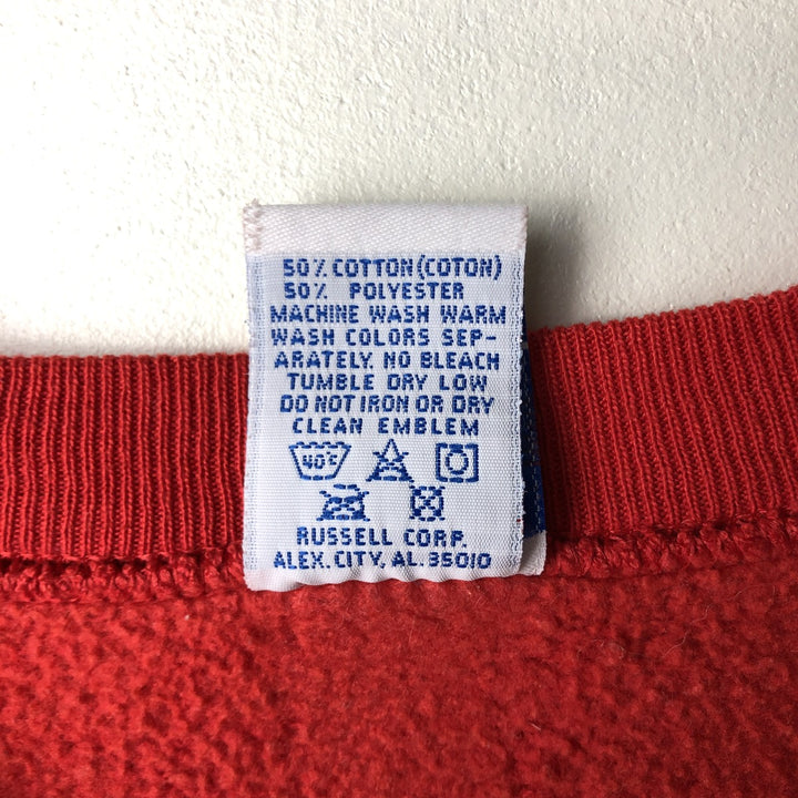90'S Russell College Sweatshirt, Made in USA, Men's XL, Vintage cotton red type Vintage Second Hand