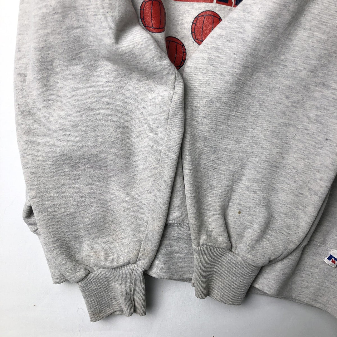 90'S Russell 3-row print college sweatshirt, made in USA, men's XL size, vintage cotton gray type Vintage Second Hand