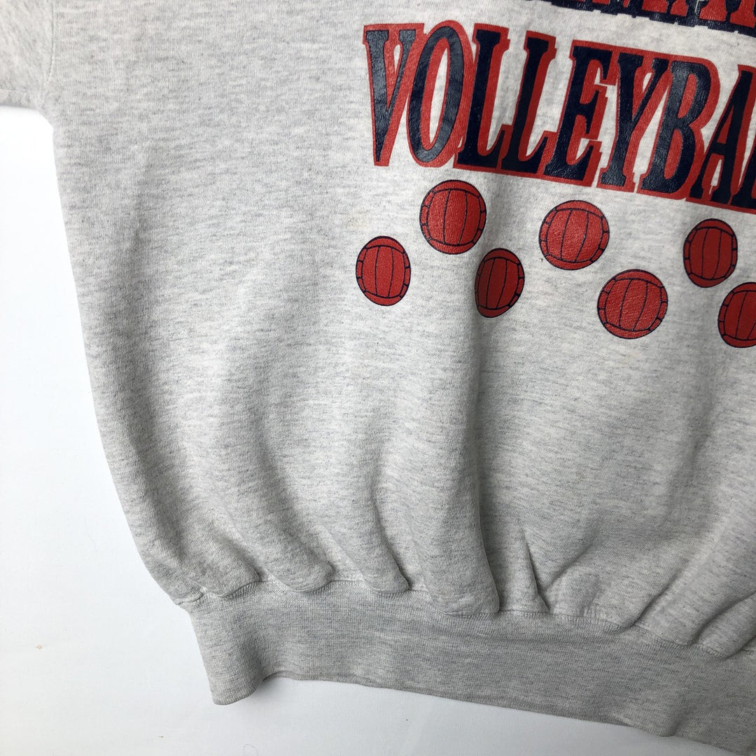 90'S Russell 3-row print college sweatshirt, made in USA, men's XL size, vintage cotton gray type Vintage Second Hand