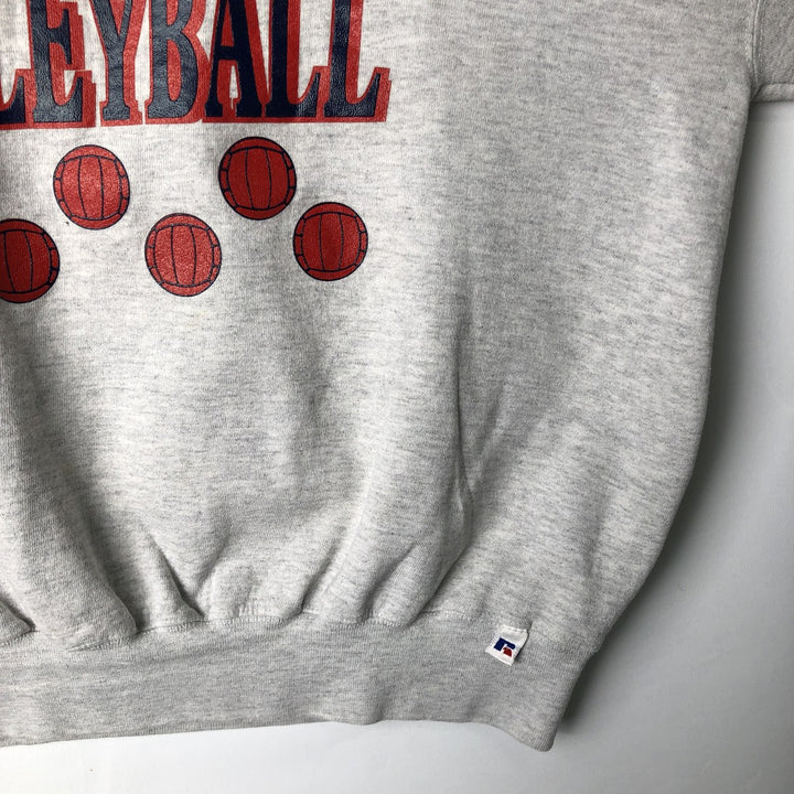 90'S Russell 3-row print college sweatshirt, made in USA, men's XL size, vintage cotton gray type Vintage Second Hand