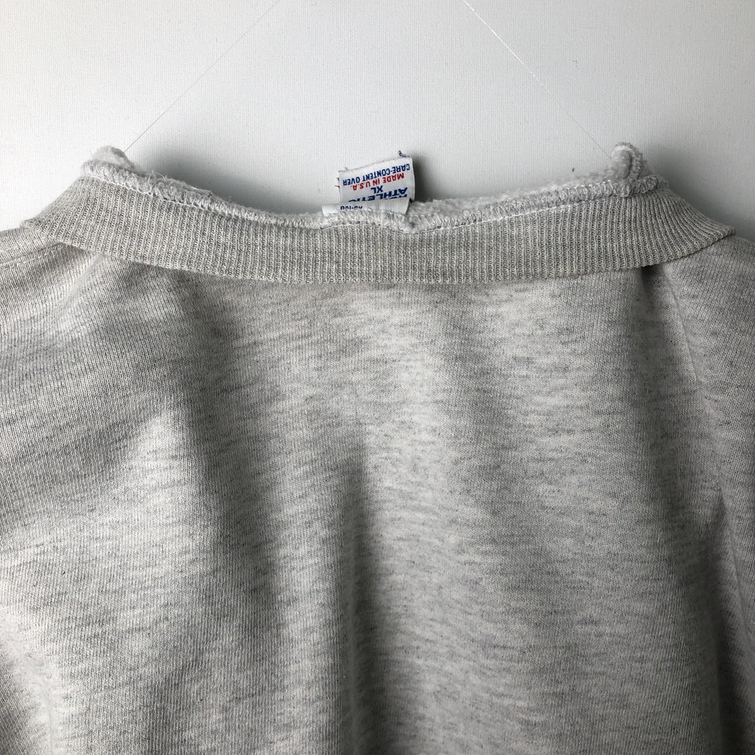 90'S Russell 3-row print college sweatshirt, made in USA, men's XL size, vintage cotton gray type Vintage Second Hand