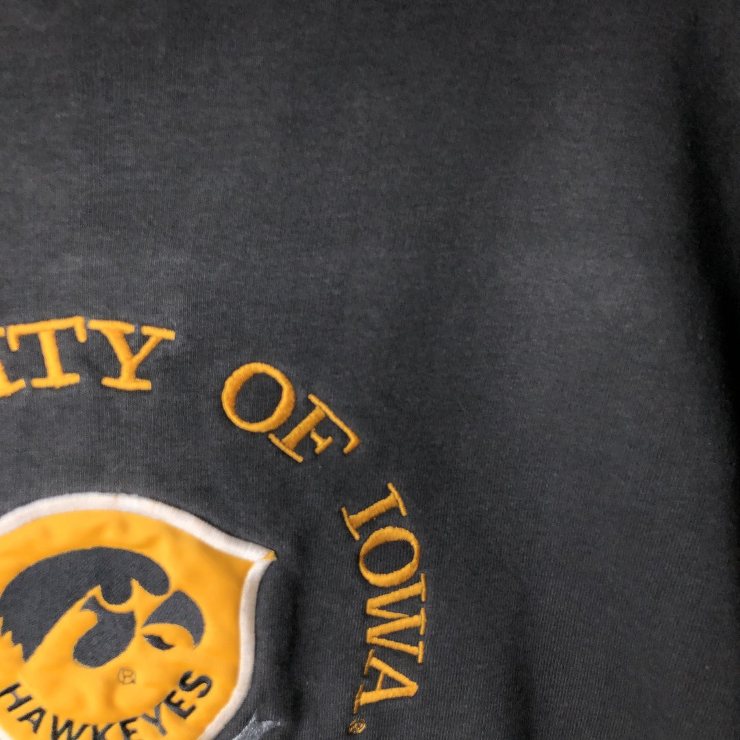 90'S BEDFORD IOWA University of Iowa Mock Neck College Sweatshirt, Made in USA, Men's Size L (Equivalent), Vintage cotton black type Vintage Second Hand