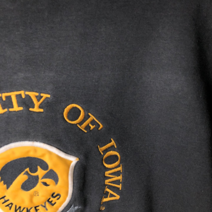 90'S BEDFORD IOWA University of Iowa Mock Neck College Sweatshirt, Made in USA, Men's Size L (Equivalent), Vintage cotton black type Vintage Second Hand