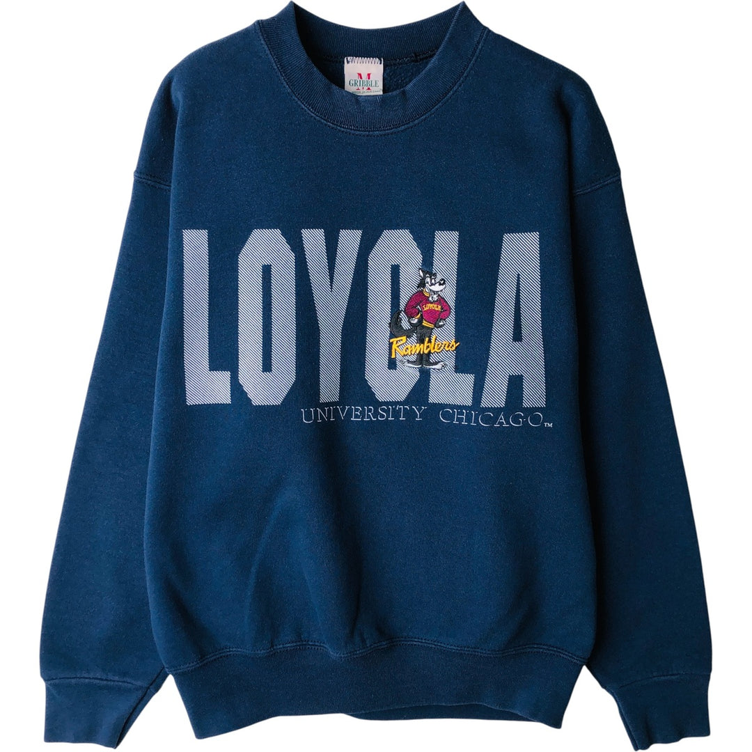 Vintage 90'S GRIBBLE College Character Sweatshirt, Made in USA, Men's Size Medium polyester navy blue type Vintage Second Hand
