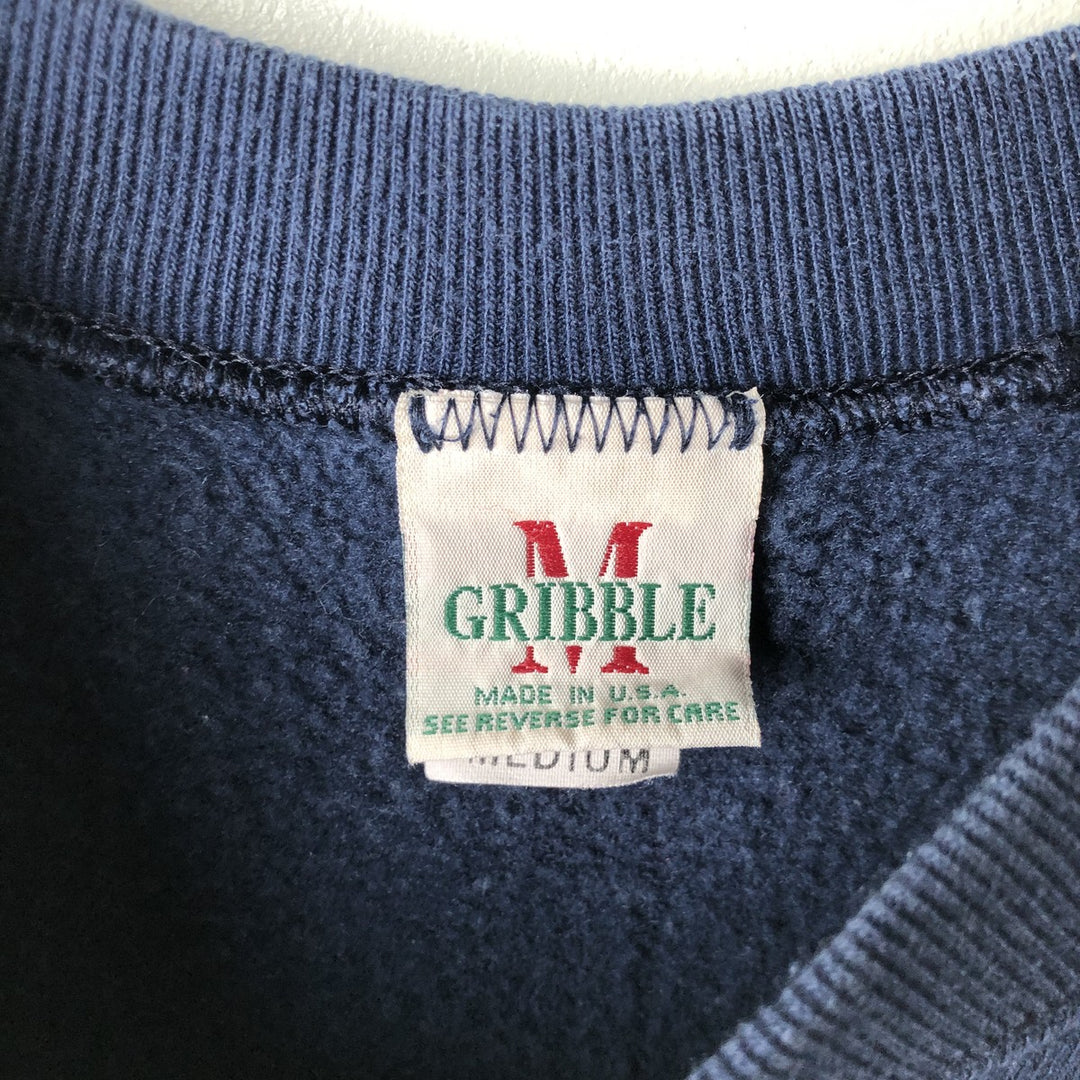 Vintage 90'S GRIBBLE College Character Sweatshirt, Made in USA, Men's Size Medium polyester navy blue type Vintage Second Hand