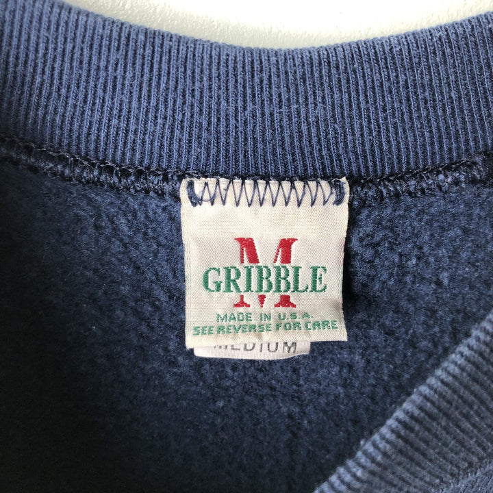 Vintage 90'S GRIBBLE College Character Sweatshirt, Made in USA, Men's Size Medium polyester navy blue type Vintage Second Hand