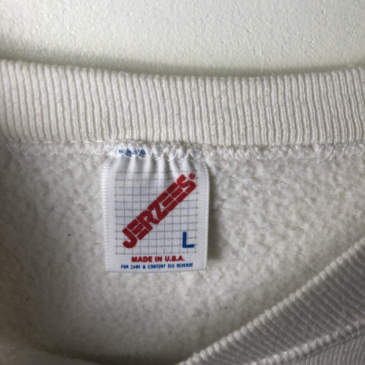 80s-90'S Jerzees College Sweatshirt, Made in USA, Men's Size L, Vintage cotton white type Vintage Second Hand