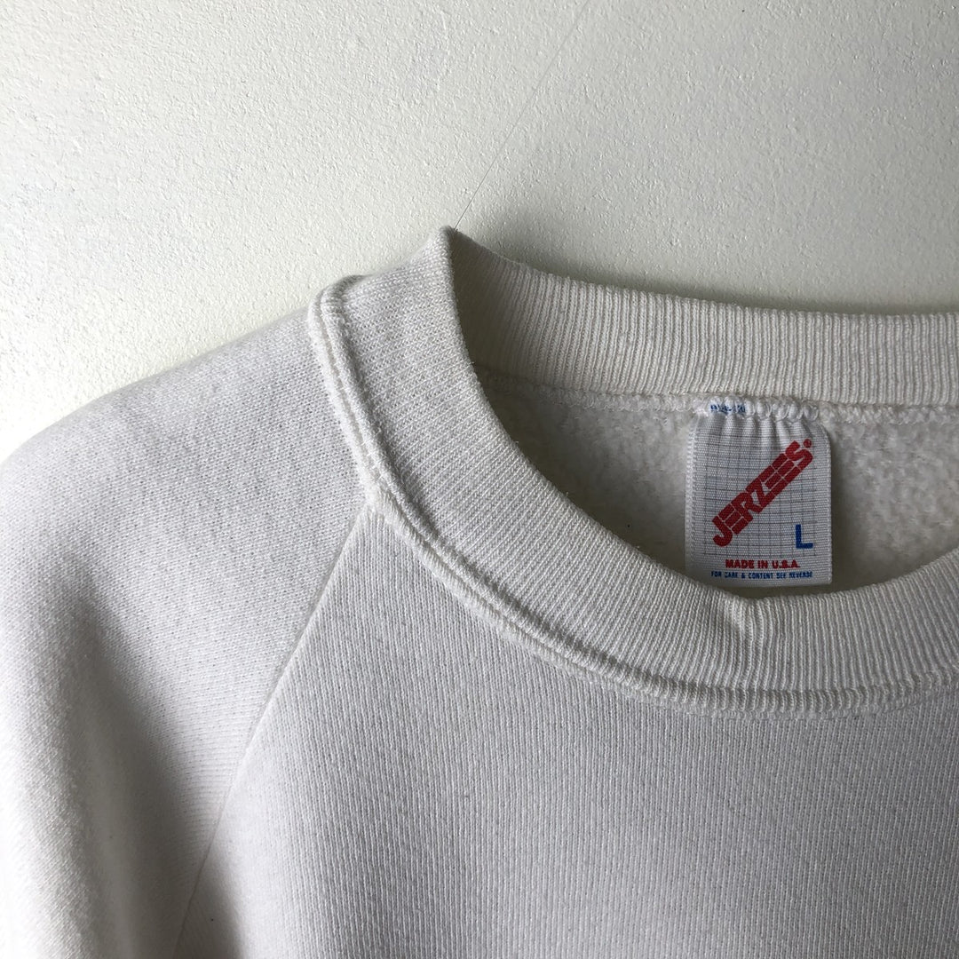80s-90'S Jerzees College Sweatshirt, Made in USA, Men's Size L, Vintage cotton white type Vintage Second Hand