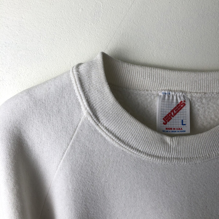80s-90'S Jerzees College Sweatshirt, Made in USA, Men's Size L, Vintage cotton white type Vintage Second Hand