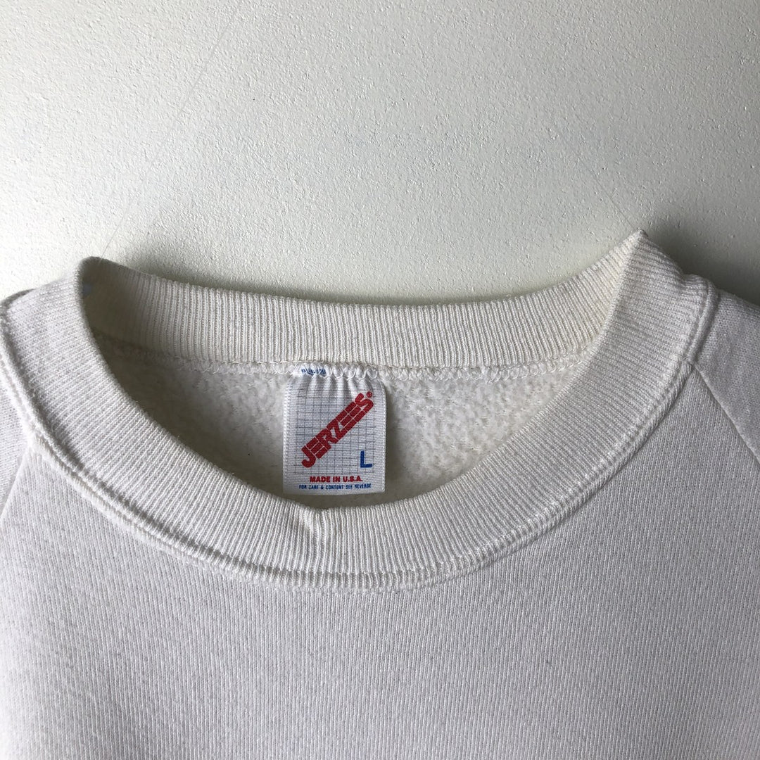 80s-90'S Jerzees College Sweatshirt, Made in USA, Men's Size L, Vintage cotton white type Vintage Second Hand