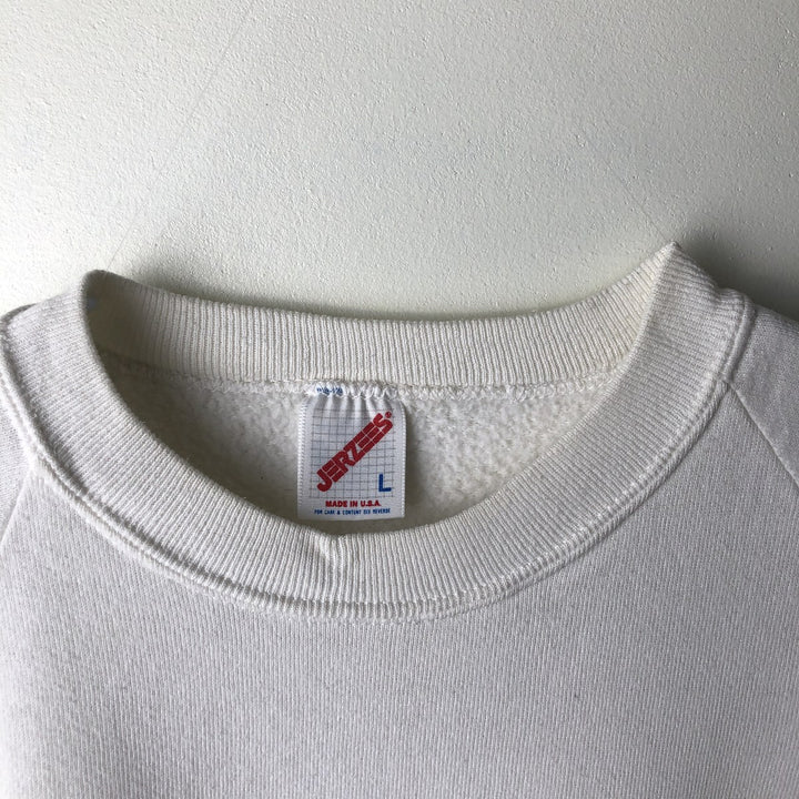 80s-90'S Jerzees College Sweatshirt, Made in USA, Men's Size L, Vintage cotton white type Vintage Second Hand