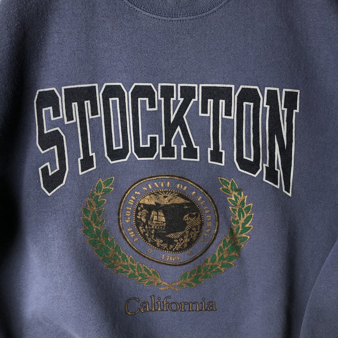 90'S Fruit of the Loom College Sweatshirt, Made in USA, Men's Size L, Vintage cotton Blue type light blue Vintage Second Hand