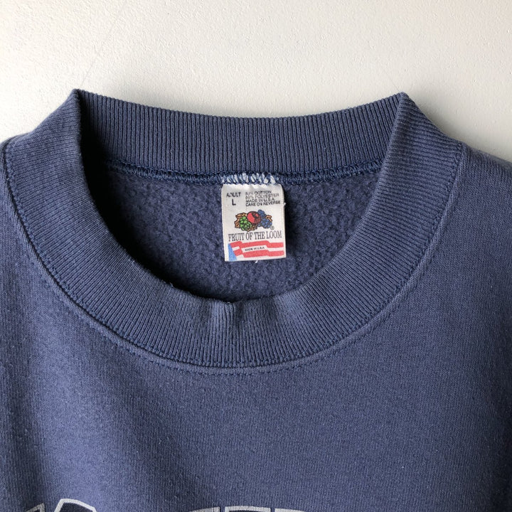90'S Fruit of the Loom College Sweatshirt, Made in USA, Men's Size L, Vintage cotton Blue type light blue Vintage Second Hand