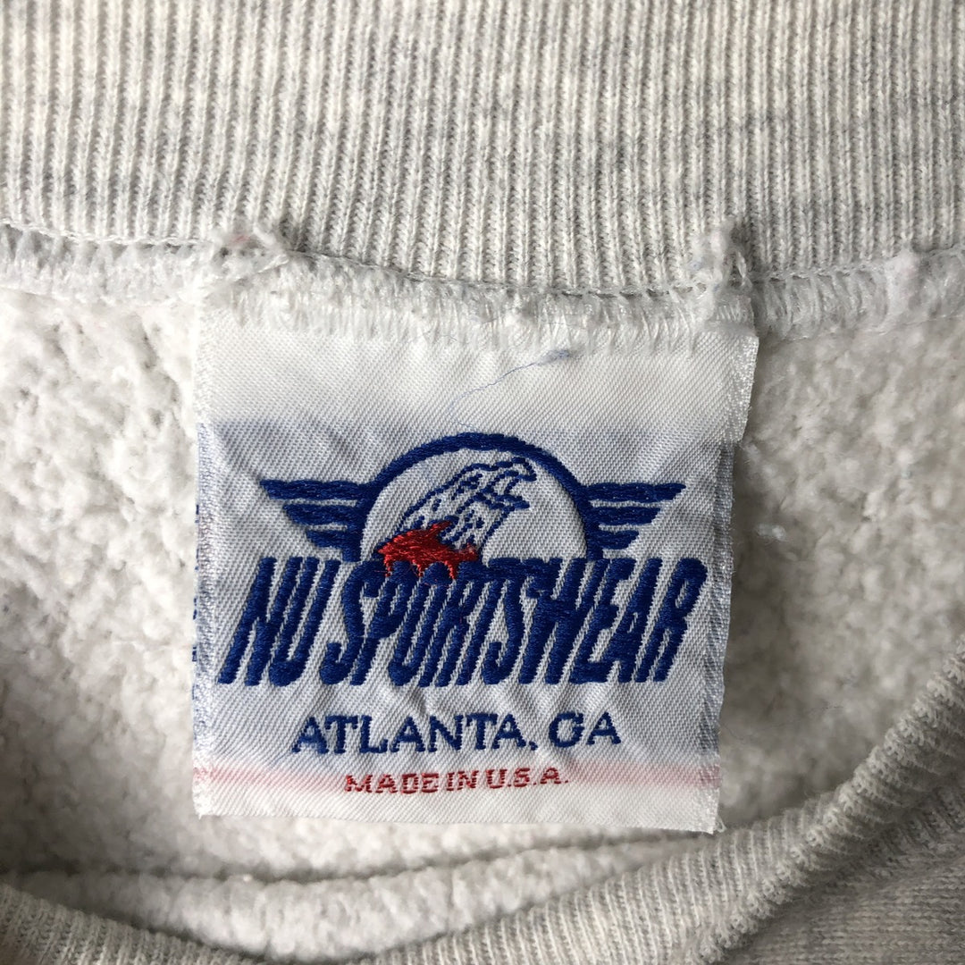 NU SPORTSWEAR College Sweatshirt, Made in USA, Men's Size L cotton gray type Vintage Second Hand