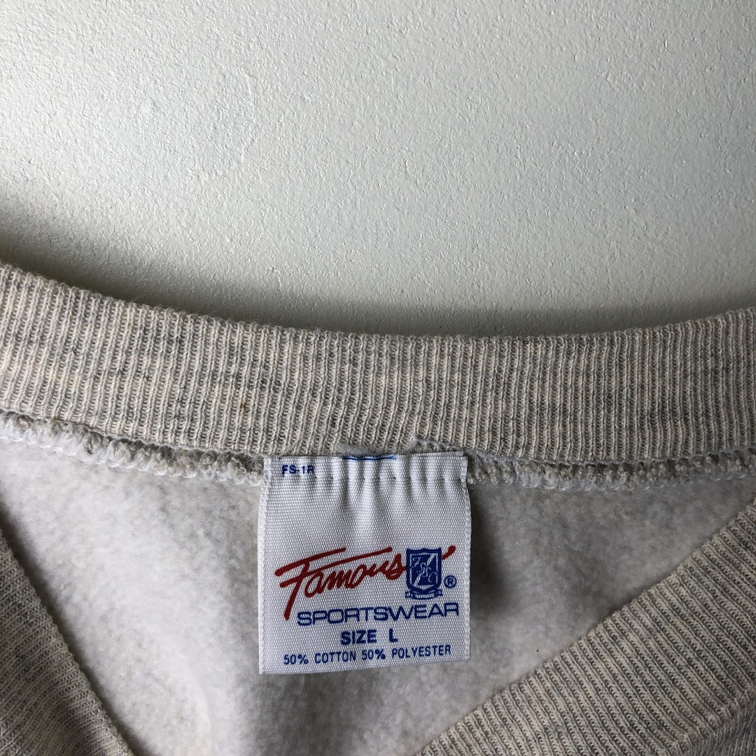 Vintage 90'S Famous SPORTSWEAR college sweatshirt, made in the USA, size L, men's cotton pale white type Vintage Second Hand