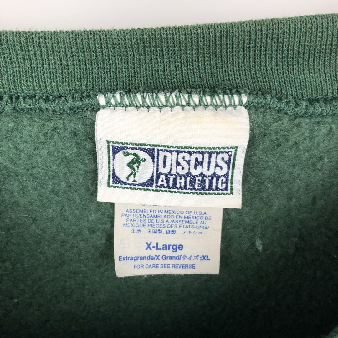 90'S Discus Athletic College Sweatshirt, Men's, Size XL, Vintage cotton green type Vintage Second Hand