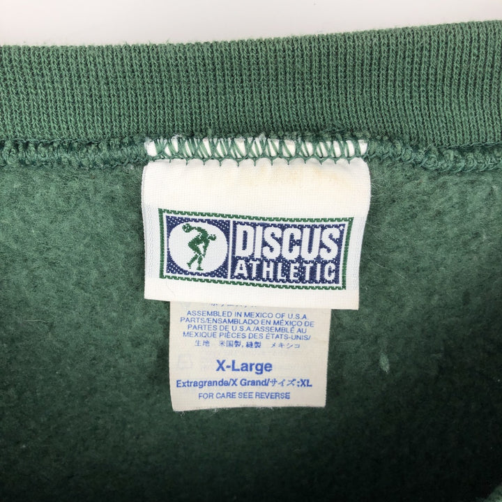 90'S Discus Athletic College Sweatshirt, Men's, Size XL, Vintage cotton green type Vintage Second Hand