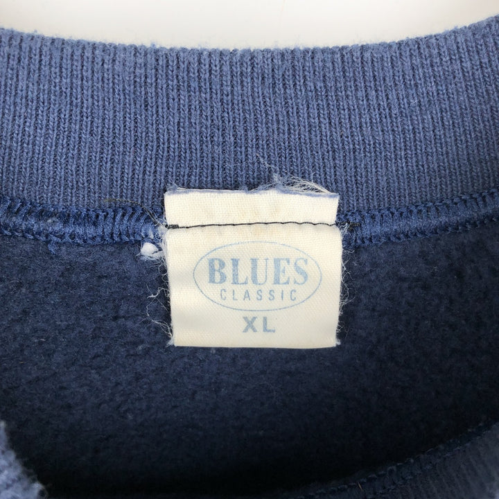 BLUES CLASSIC College Sweatshirt, Men's XL cotton navy blue type Vintage Second Hand