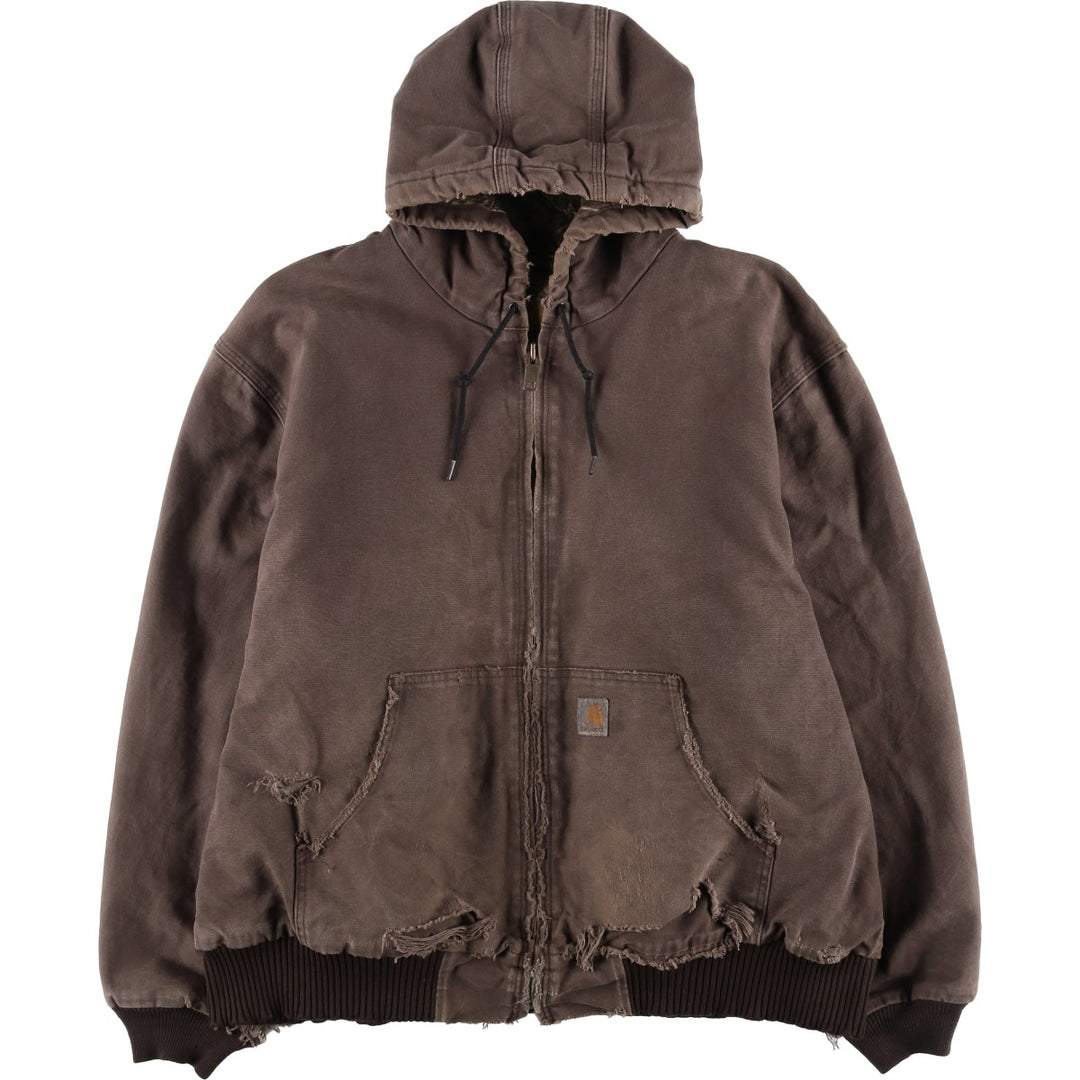 Carhartt Active Jacket, Padded Duck Full-Zip Hoodie, Men's XXL cotton brown type Vintage Second Hand