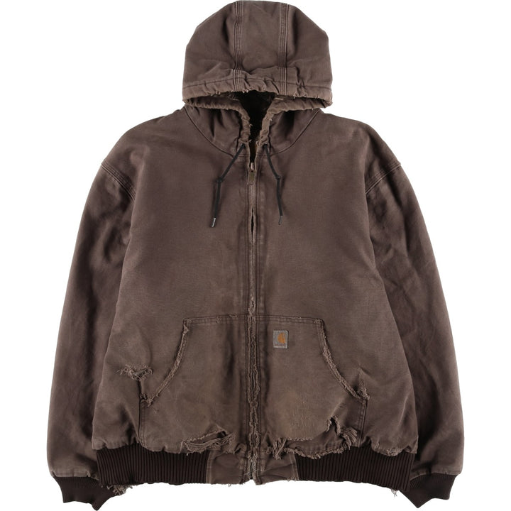 Carhartt Active Jacket, Padded Duck Full-Zip Hoodie, Men's XXL cotton brown type Vintage Second Hand