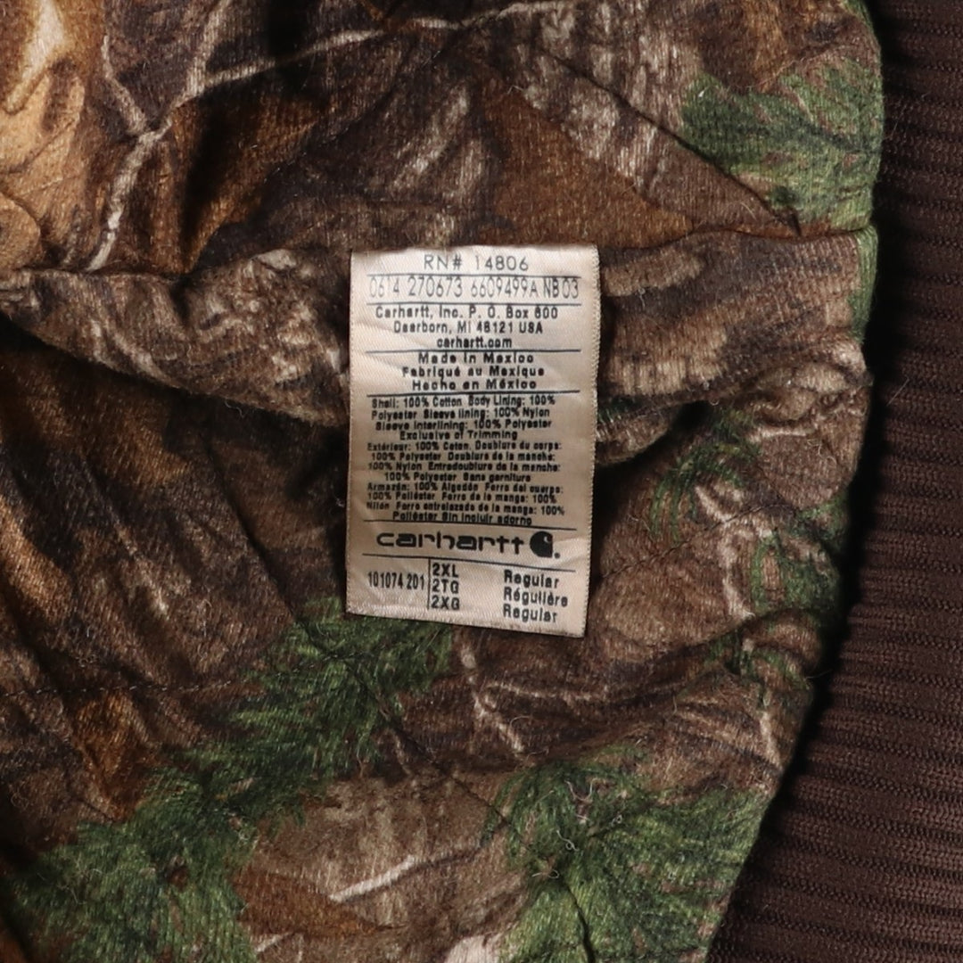 Carhartt Active Jacket, Padded Duck Full-Zip Hoodie, Men's XXL cotton brown type Vintage Second Hand