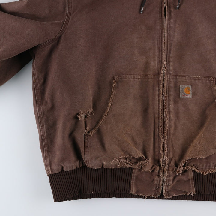 Carhartt Active Jacket, Padded Duck Full-Zip Hoodie, Men's XXL cotton brown type Vintage Second Hand