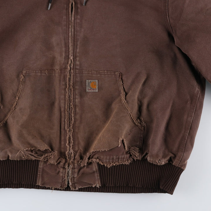 Carhartt Active Jacket, Padded Duck Full-Zip Hoodie, Men's XXL cotton brown type Vintage Second Hand